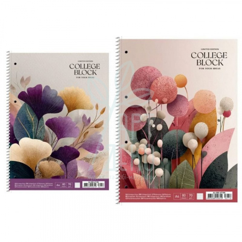 Коледж-блок Student, спiраль, А4+, ламінація, кремовий блок, клітинка, 70 г/м2, 80 л, Школярик