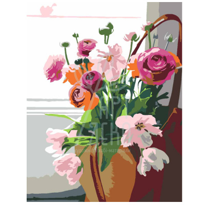 Набір-стандарт "Квіти 2.43", акриловий живопис за номерами, 35х45 см, ROSA START