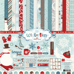 Набір паперу 30x30 см Wintertime Collection Kit 12 листів + наклейки + алфавіт, Echo Park