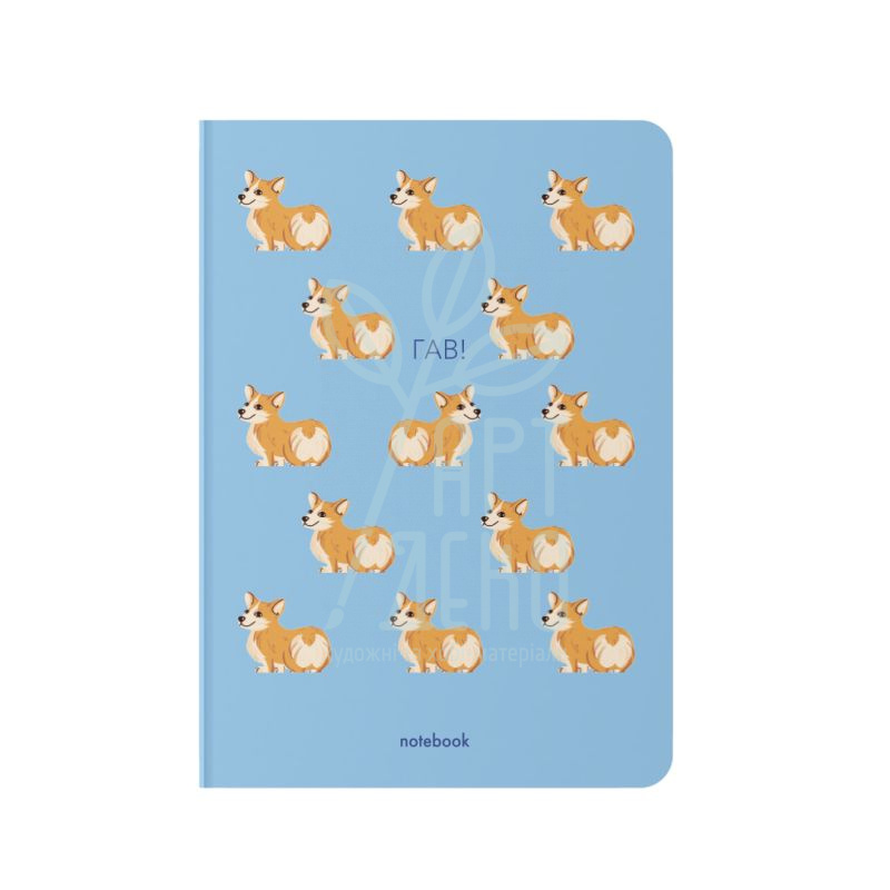 Блокнот "Гав! Коргі". синій, А5 (14,8х21 см), клітинка, 100 г/м2, 72 л., Orner