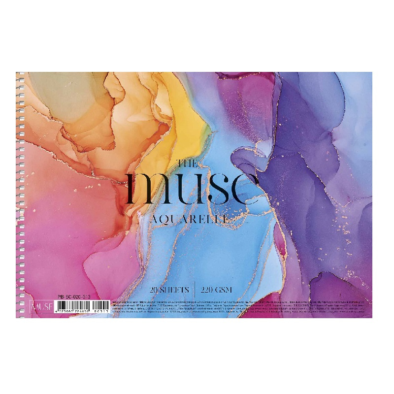 Альбом для акварелі MUSE, спіраль, А4 (21х29,7 см), 20 л., Школярик
