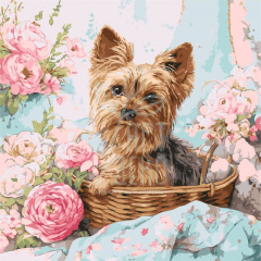 Набір для розпису за номерами "Йорк в кошику", 40х40 см, Ідейка