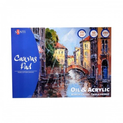 Альбом для олії та акрилу Canvas Pad, бавовна, А4 (21х29,7 см), 280 г/м2, 10 л., Santi Альбом для олії та акрилу Canvas Pad, бавовна, А4 (21х29,7 см), 280 г/м2, 10 л., Santi