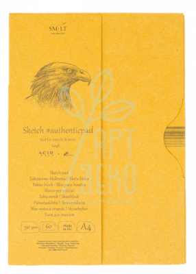 Склейка для ескізів AUTHENTIC Kraft, А4 (21х29,7 см), 90 г/м2, 60 л., SMILTAINIS