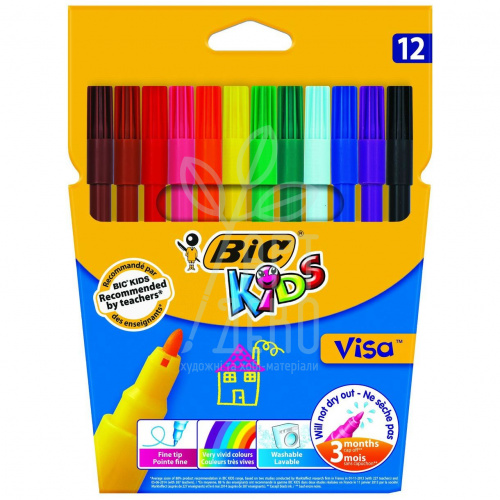 Набір фломастерів Visa, 12 шт, BIC