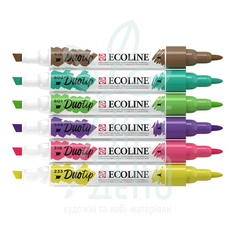 Набір маркерів акварельних двосторонніх Ecoline Duo Tip Botanic, 6 шт, Royal Talens