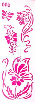 Трафарет універсальний №008, серія "Метелики та квіти", 11х33 см, ROSA Talent