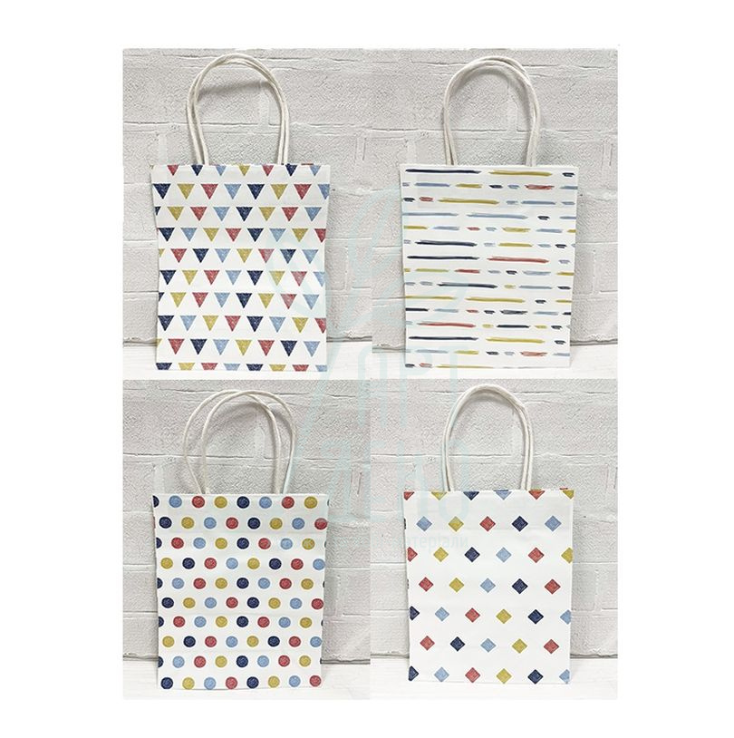 Пакет подарунковий, серія "Геометричні фігури", 26х32х12 см, Україна