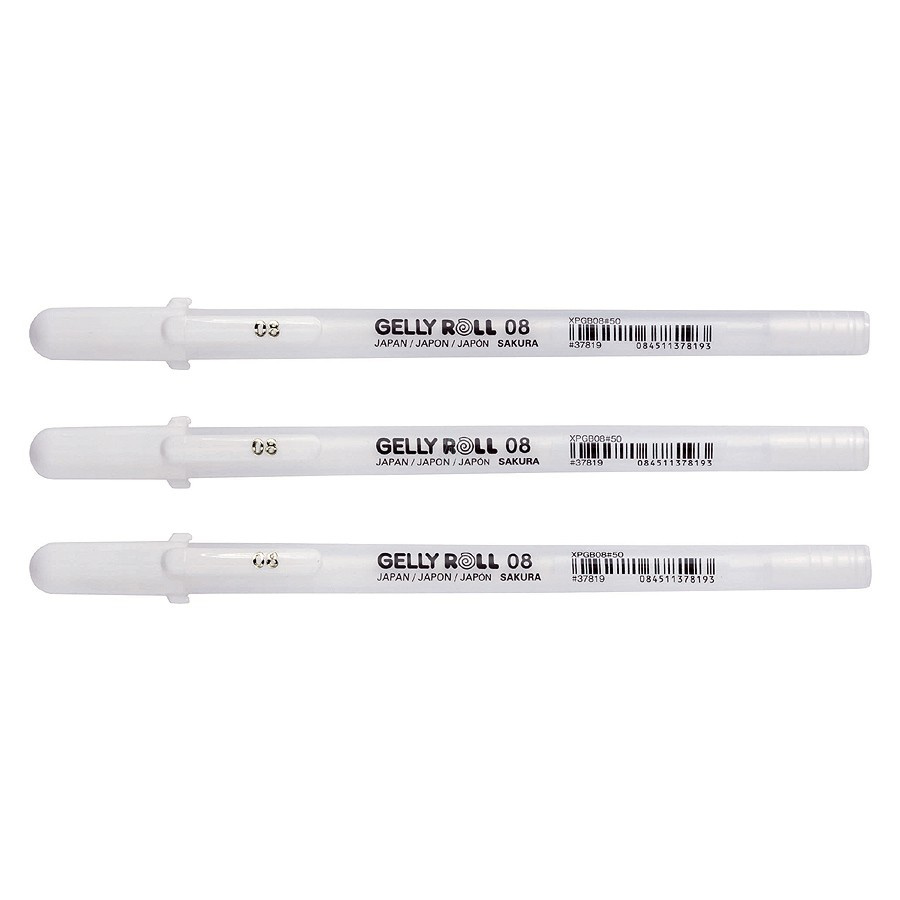 Набір ручок гелевих Gelly Roll Basic 08 Medium White, 3 шт, Sakura