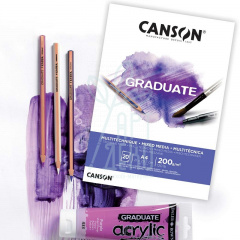 Блок паперу для змішаних технік Graduate Mix Media White, 200 г/м2, 20 л., Canson Блок паперу для змішаних технік Graduate Mix Media White, 200 г/м2, 20 л., Canson