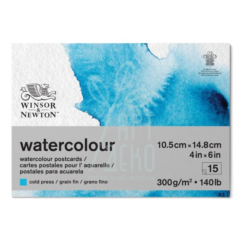 Склейка для акварелі Watercolour Cold Press, 25% cotton, А6 (10,5х14,8 см), 300 г/м2, 15 л., W&N 