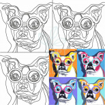 Полотно на картоні з контуром "Pop Art Dog", 30х30 см, бавовна, акрил, ROSA Start