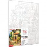 Полотно на картоні з контуром Пейзаж №33, 30х40, бавовна, акрил, ROSA START