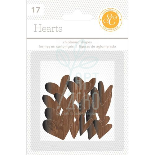 Набір чипбордів "Essentials Chipboard Hearts", 17 шт., Studio Calico