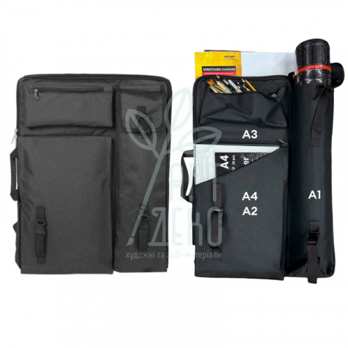 Сумка-наплічник для художника, тканинна, А2 (50х66 см), чорна, Monet