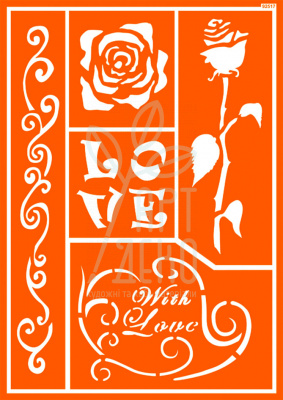 Трафарет-самоклейка багаторазовий для текстилю Javana, А4 (21х29,7 см), Романтична троянда, Kreul
