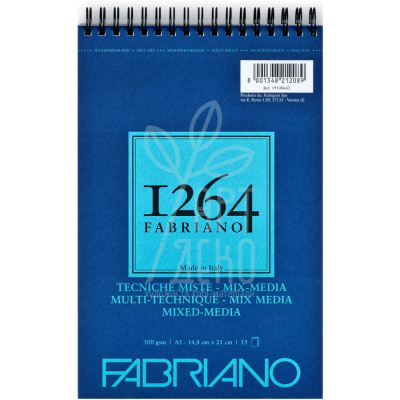 Альбом для змішаних технік Mix Media 1264, спіраль, А5 (14,8х21 см), 300 г/м2, 15 л, Fabriano