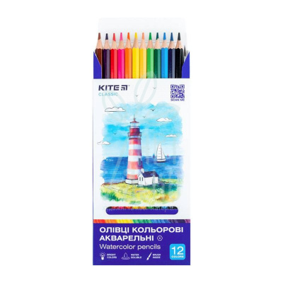 Набір олівців акварельних Classic, 12 шт, Kite