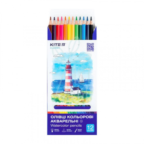Набір олівців акварельних Classic, 12 шт, Kite