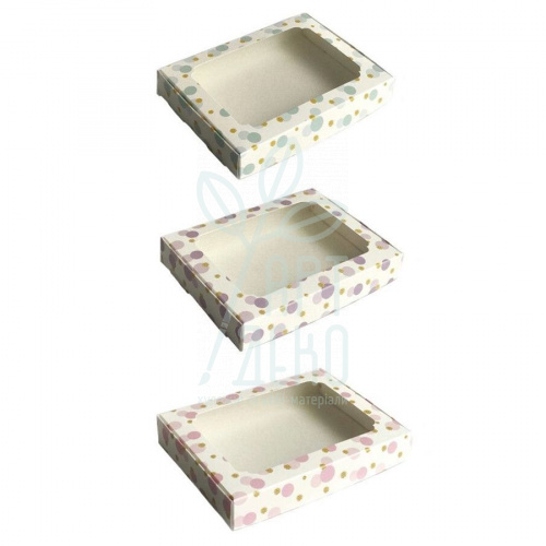 Коробка подарункова з віконцем "Горошок", 20х15х3 cм, Україна