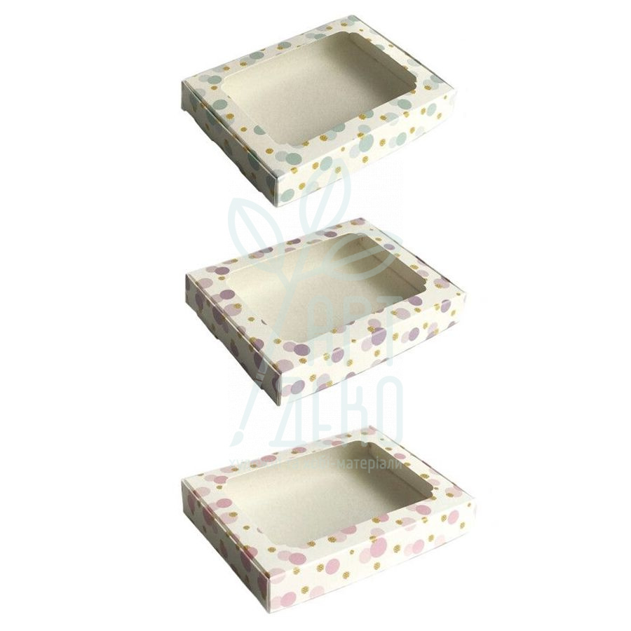 Коробка подарункова з віконцем "Горошок", 20х15х3 cм, Україна