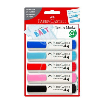 Набір маркерів для тканини Baby-Party, 5 шт, Faber-Castell