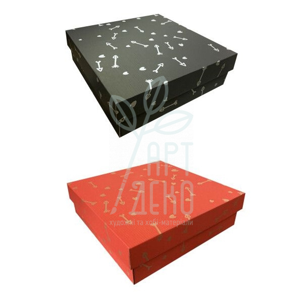 Коробка подарункова, гофрокартон "Стріли", 26х26х8,5 см, Україна