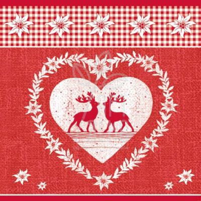 Серветка для декупажу "Deer Love red", 33х33 см, Нідерланди