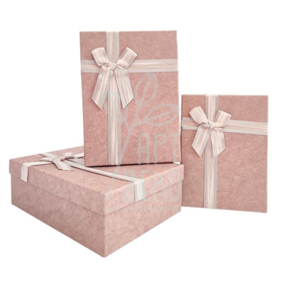 Коробка подарункова з бантом, рожевий перламутр, Україна