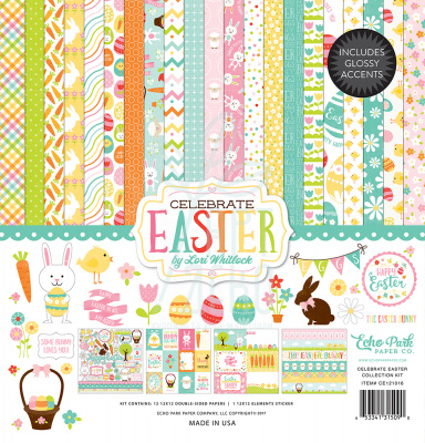 Набір паперу 30x30 см Celebrate Easter Collection Kit 12 листів + наклейки, Echo Park
