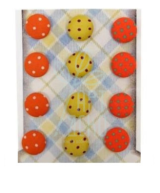 Набір гудзиків з тканини самоклеючих "Крапка", помаранчеві відтінки, 16 мм, 12 шт, ROSA Talent
