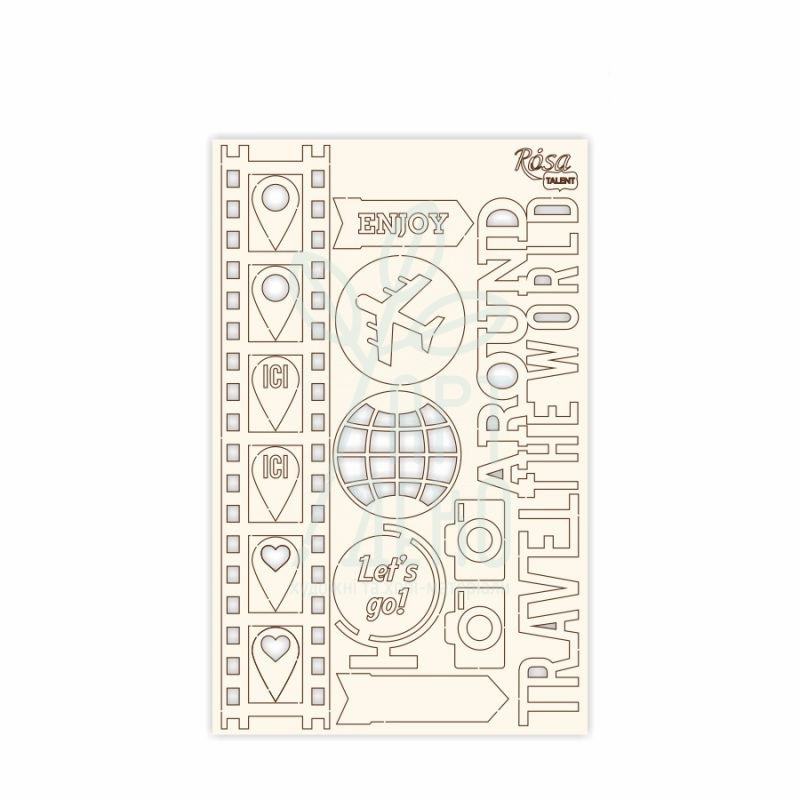 Набір чипбордів для скрапбукінгу "Make your journey 1", білий картон, 12,8х20 см, ROSA Talent