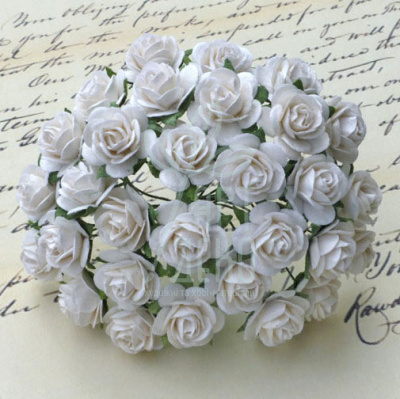 Квіти паперові Троянда Open Rose, біла, 1 см, 10 шт., Тайланд