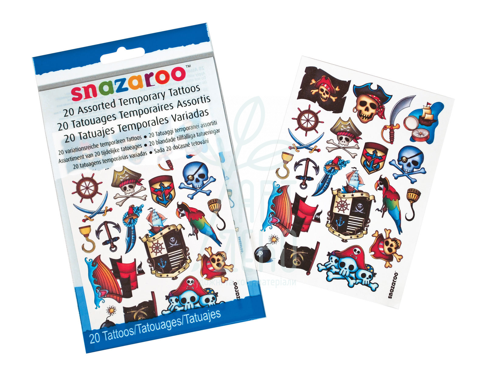 Набір наліпок для тату (імітація) Tattoos Boys, 20 шт., Snazaroo
