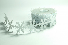 Стрічка фетрова біла, фігурна "Сніжинки", 40 мм 