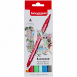 Набір лайнерів-пензлів двосторонніх BRUSHPEN Rio, 6 кол., Bruynzeel