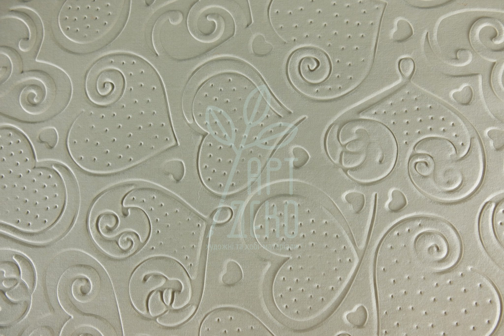 Папір текстурований, тиснений "Серця 2", бежевий, 13х18 см, Україна