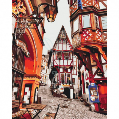 Набір для розпису за номерами Міський пейзаж "Яскраві вулички Німеччини", 40х50 см, Ідейка