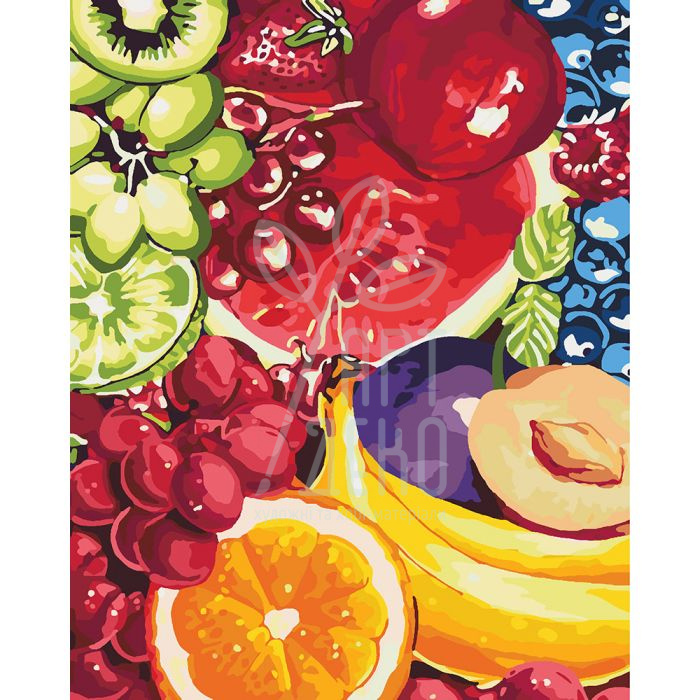 Набір для розпису за номерами Квiти "Солодкі фрукти", 40х50 см, Ідейка