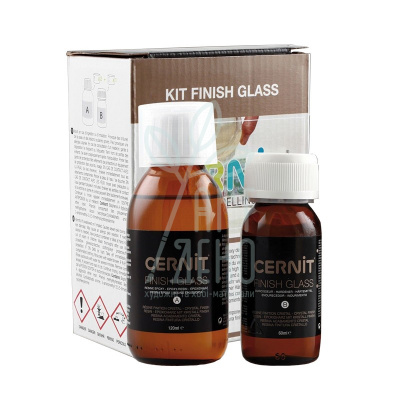 Двокомпонентна епоксидна еластична прозора глазур Finish Glass, 120 мл + 60 мл, Darwi