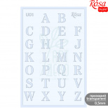 Трафарет багаторазовий універсальний, прозорий, №U01, серія "Алфавіти", 13х20, ROSA Talent