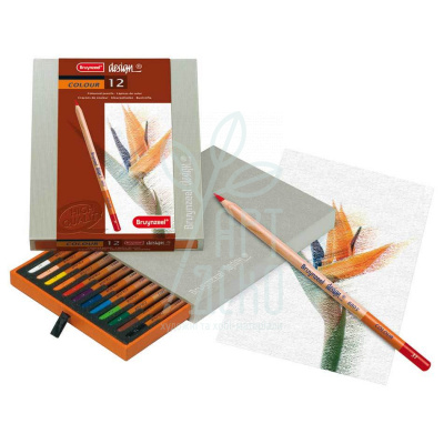 Набір олівців кольорових Design, у дерев'яній коробці, 12 шт., Bruynzeel