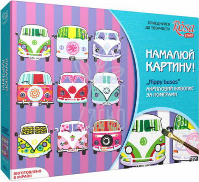 Набір для розпису за номерами "Hippy buses", ROSA START