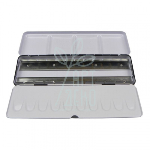 Пенал для акварельних фарб, металевий Чорний, 24 кювети, + палітра, Renesans