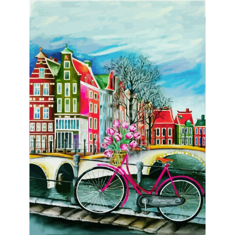 Полотно на картоні з контуром "Амстердам 3", 30х40 см, бавовна, акрил, ROSA START