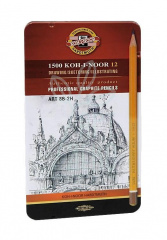Набір олівців графітних Art 1502.ІІ, 8В-2Н, в металевій коробці,12 шт, KOH-I-NOOR Набір олівців графітних Art 1502.ІІ, 8В-2Н, в металевій коробці,12 шт, KOH-I-NOOR