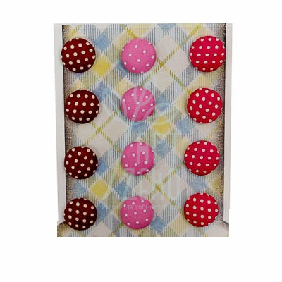 Набір гудзиків з тканини самоклеючих "Крапка", рожеві відтінки, 16 мм, 12 шт, ROSA Talent