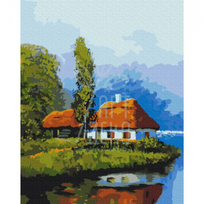 Набір для розпису за номерами "Хатинка біля озера", 40х50 см, Україна