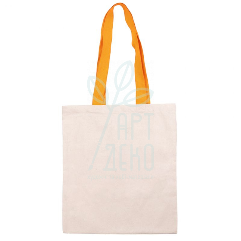 Еко-сумка, бавовна невибілена, 38х42 см, ручки помаранчеві 70 см, ROSA Talent