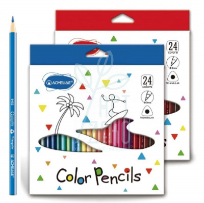 Набір олівців кольорових, тригранні, 24 шт, Acmeliae